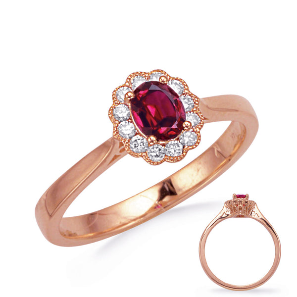Rose Gold Ruby & Diamond Ring - C8203-RRG