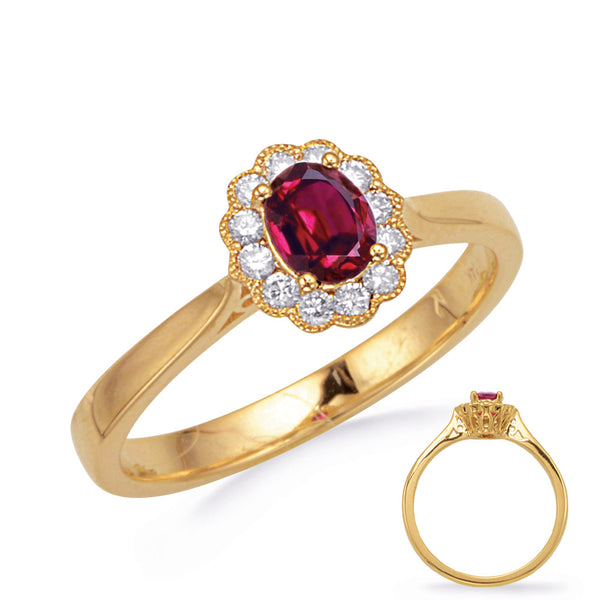 Yellow Gold Ruby & Diamond Ring - C8203-RYG