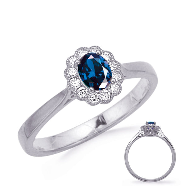 White Gold Sapphire & Diamond Ring - C8203-SWG