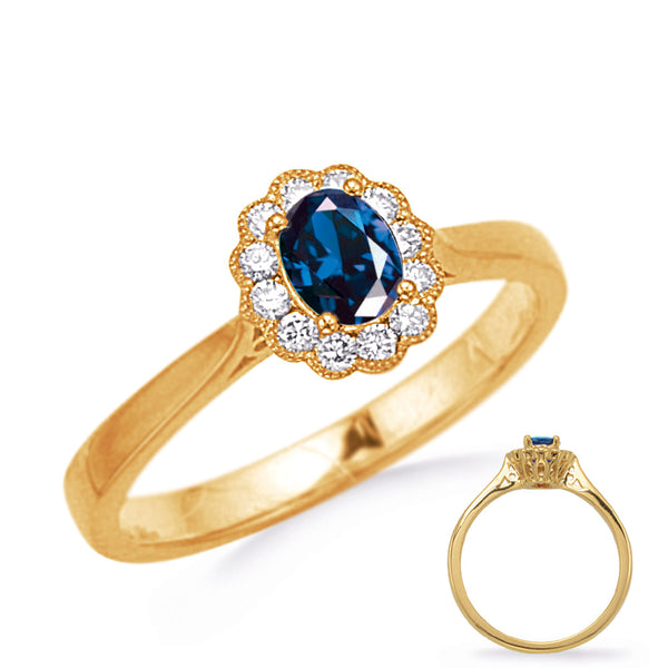 Yellow Gold Sapphire & Diamond Ring - C8203-SYG
