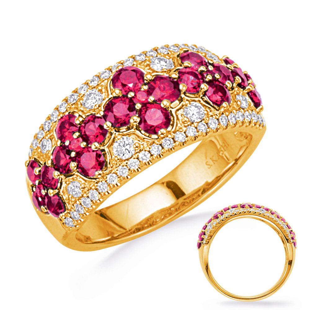 Yellow Gold Ruby  & Diamond Ring - C8204-RYG