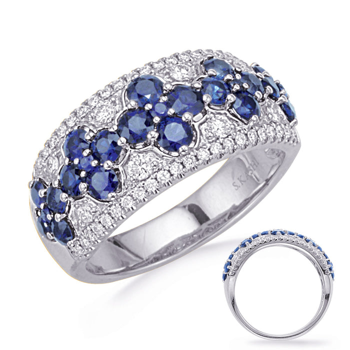 White Gold Sapphire & Diamond Ring - C8204-SWG