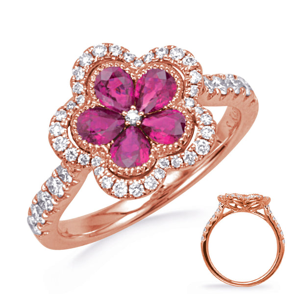Rose Gold Ruby & Diamond Ring - C8209-RRG