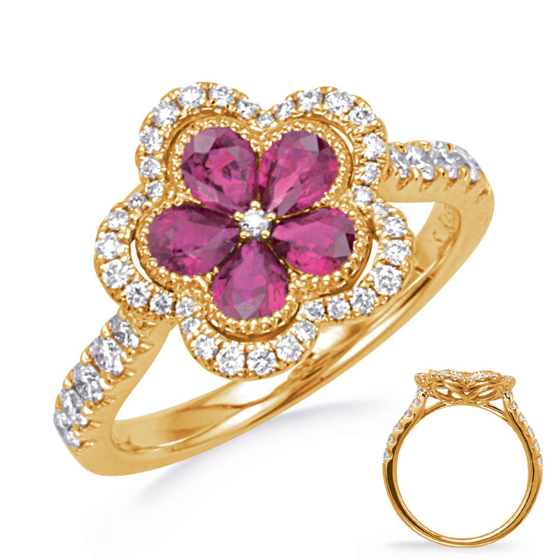 Yellow Gold  Ruby & Diamond Ring - C8209-RYG