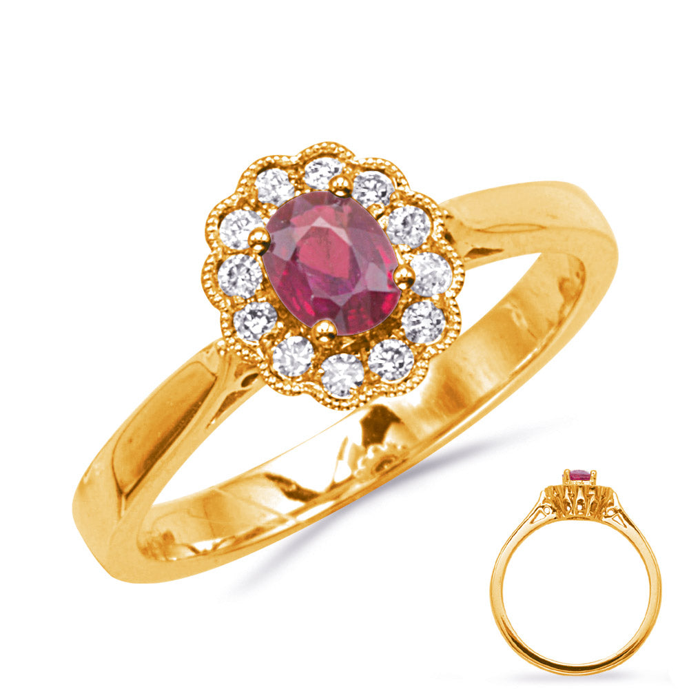 Yellow Gold Ruby & Diamond  Ring - C8211-RYG