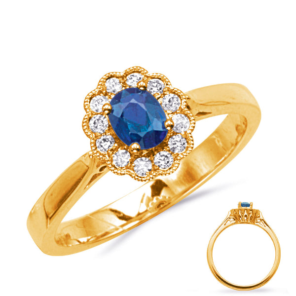 Yellow Gold Sapphire & Diamond Ring - C8211-SYG