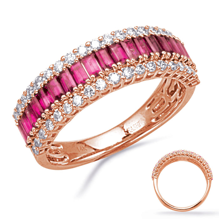 Rose  Gold Ruby & Diamond Ring - C8213-RRG