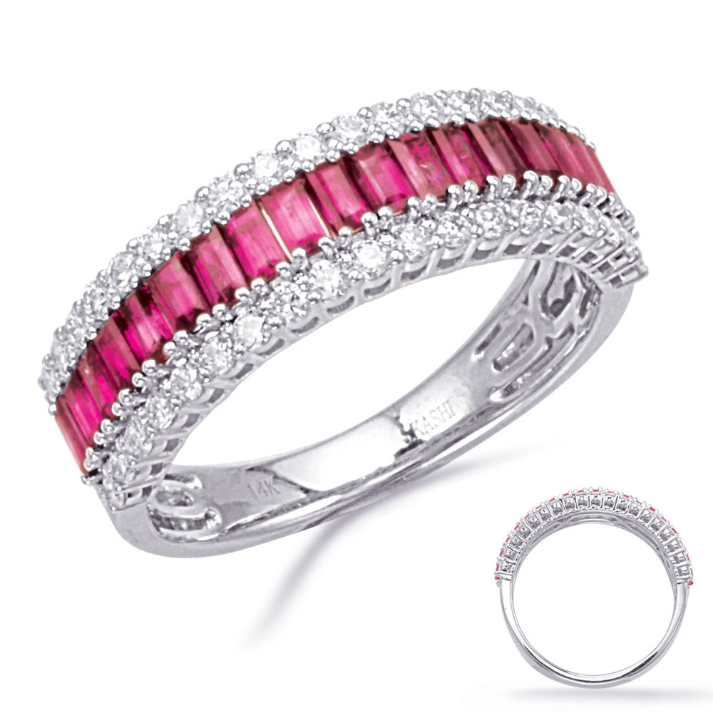 White Gold Ruby & Diamond Ring - C8213-RWG