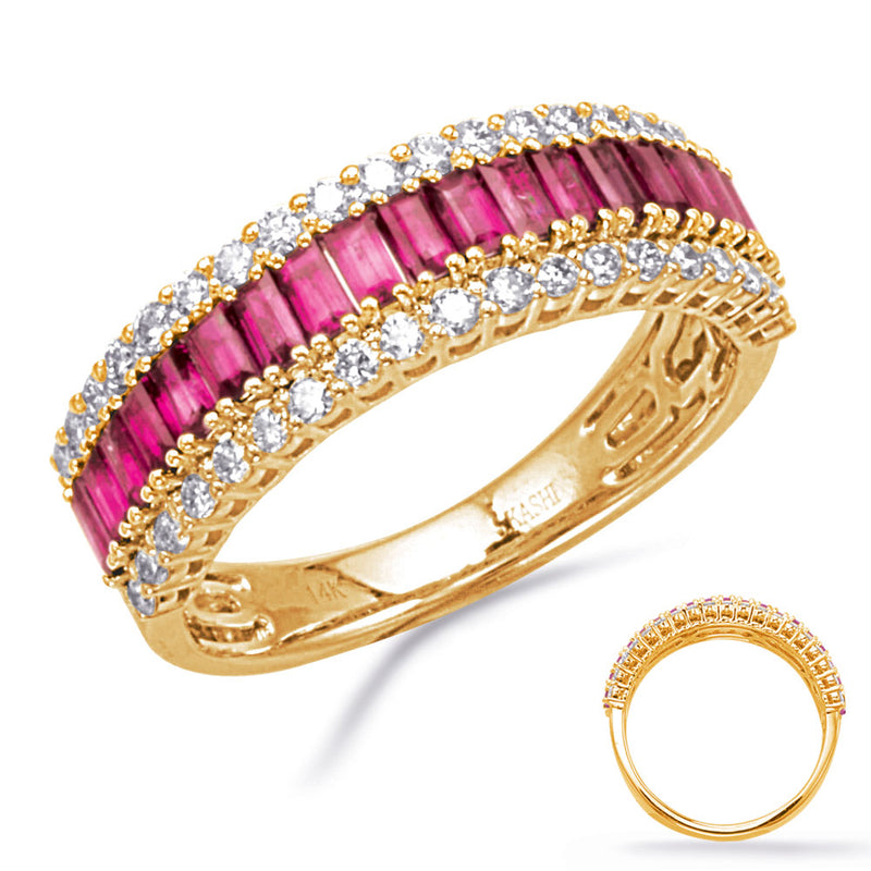 Yellow Gold Ruby & Diamond Ring - C8213-RYG