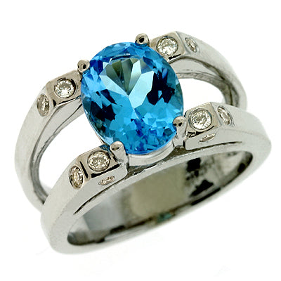 Blue Ttopaz & Diamond Ring - CX5615-BTW