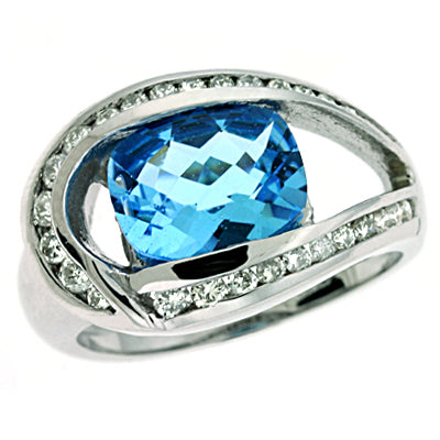 Blue Topaz & Diamond Ring - CX5641-BTW