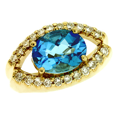 Blue Topaz./ Diamond Ring - CX5661-BT