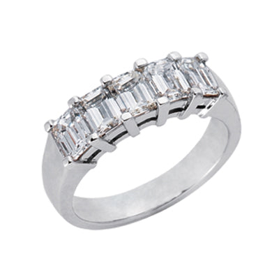 White Gold Diamond Emerald Cut Band - D3035WG