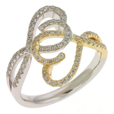 Two Tone Diamond Pave Ring - D3947YW