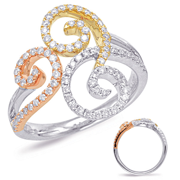 Tri Gold  Mico Pave Ring - D3996RYW