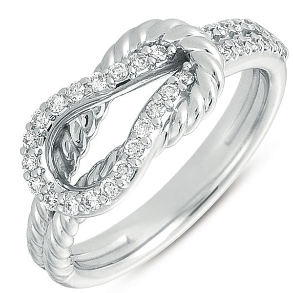 White Gold Rope Love Knot Ring - D4154WG