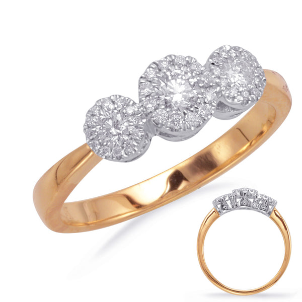 Rose & White Gold Diamond Fashion Ring - D4243RW