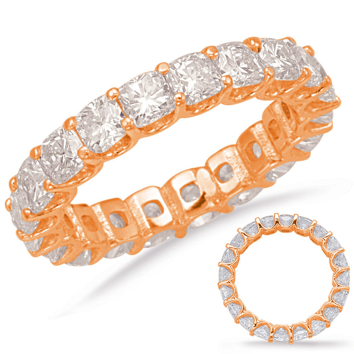 Rose Gold Cushion Cut Eternity Band - D4534-408RG