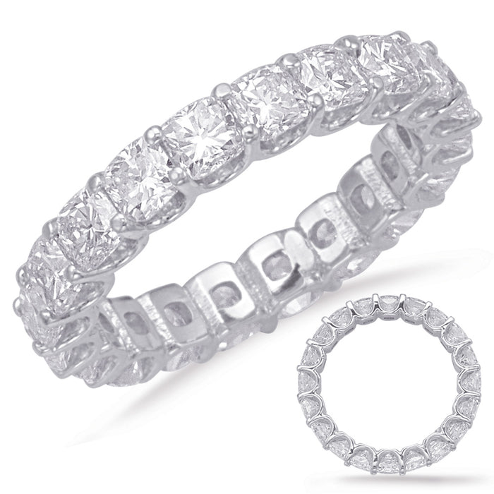 White Gold Cushion Cut Eternity Band - D4534-408WG