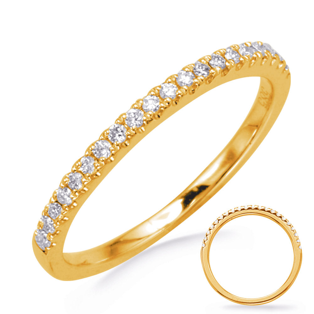 White Diamond Wedding Band Yellow Gold - D4586WDYG