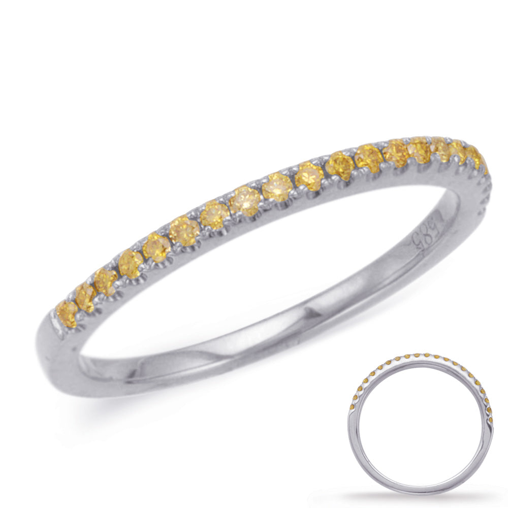 Yellow Diamond Wedding Band White Gold - D4586YDWG