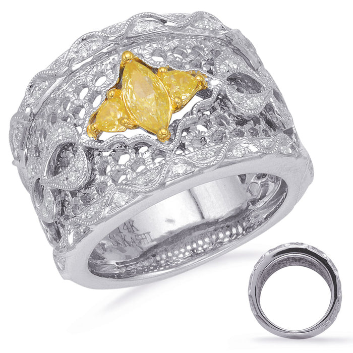 Yellow White & Yellow Dia Fashion Ring - D4705YDYW