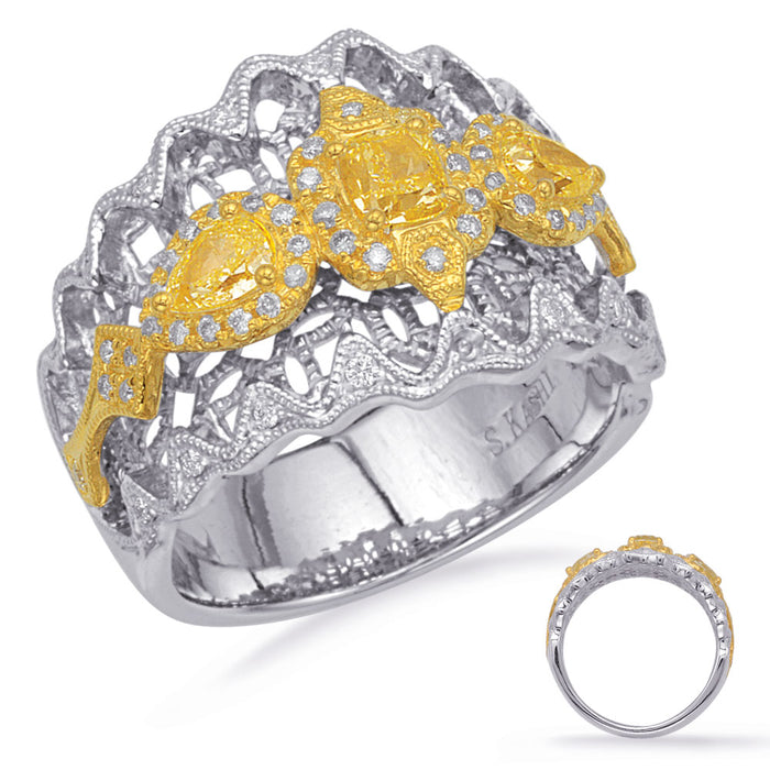 Yellow White & Yellow Dia Fashion Ring - D4706YDYW