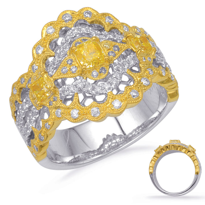 Yellow White & Yellow Dia Fashion Ring - D4707YDYW