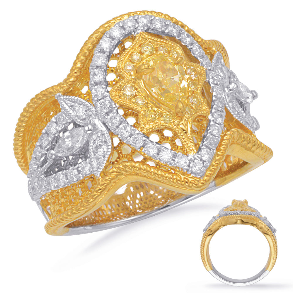 Yellow White & Yellow Dia Fashion Ring - D4718YDYW