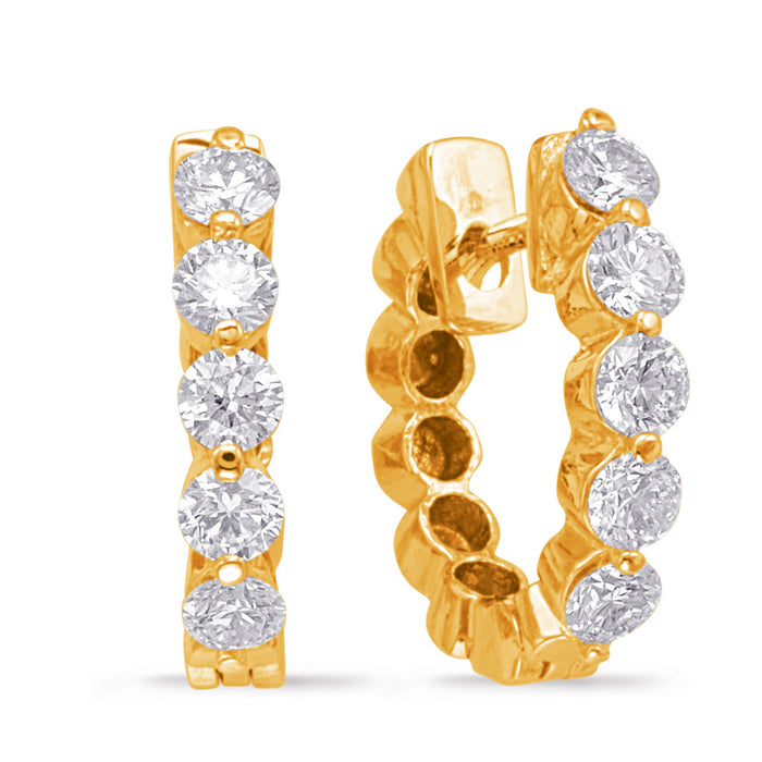 Yellow Gold Diamond Oval Hoop Earring - E1191YG