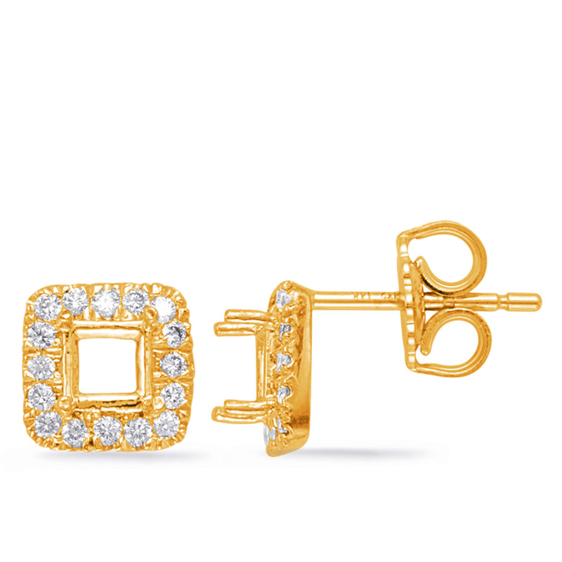 Yellow Gold Diamond Earring For 4mm - E1315-4.0MYG