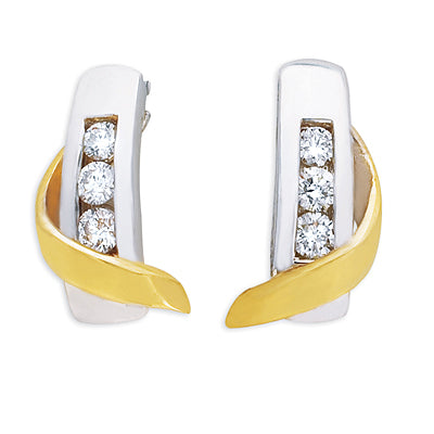 Yellow & White Gold Diamond Stud Earring - E7272YW
