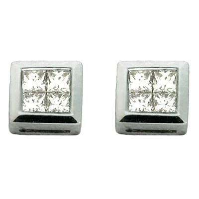 White Gold Diamond Stud Earring - E7555WG