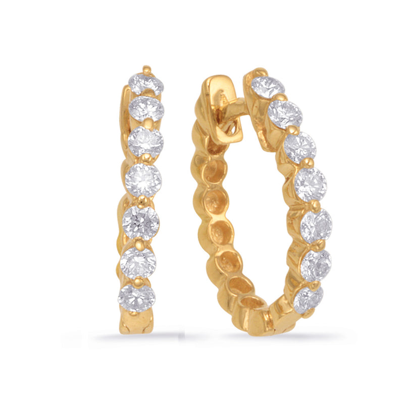 Yellow Gold Oval Earring - E7665YG