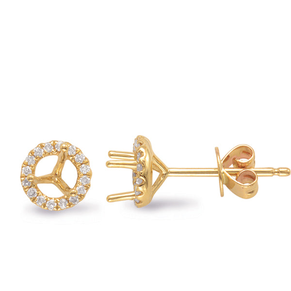 Yellow Gold Three Prong Earring Setting - E7735-125YG