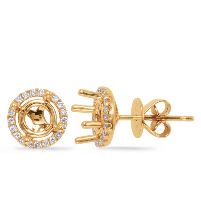 Yellow Gold Four Prong Earring Setting - E7739-40YG