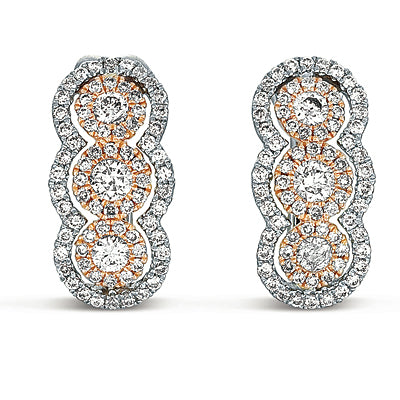 White & Rose Gold Diamond Earring - E7767RW