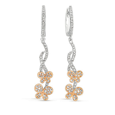 White & Rose Gold Diamond Earring - E7768RW