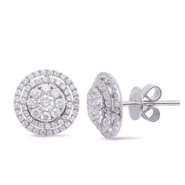 White Gold Diamond Stud Earring - E7807WG