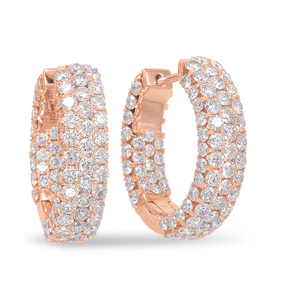 Rose Gold Diamond Hoop Earring - E7836RG