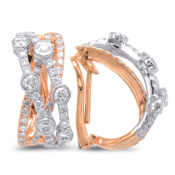 Rose & White Gold Diamond Earring - E7846RW