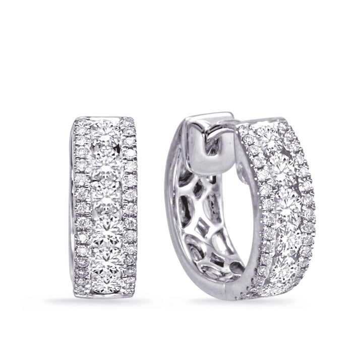 White Gold Diamond Huggie Earring - E7862-DWG