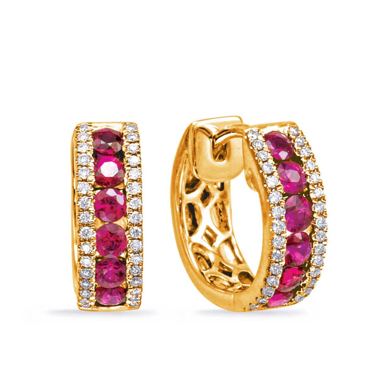 Yellow Gold Ruby & Diamond Earring - E7862-RYG