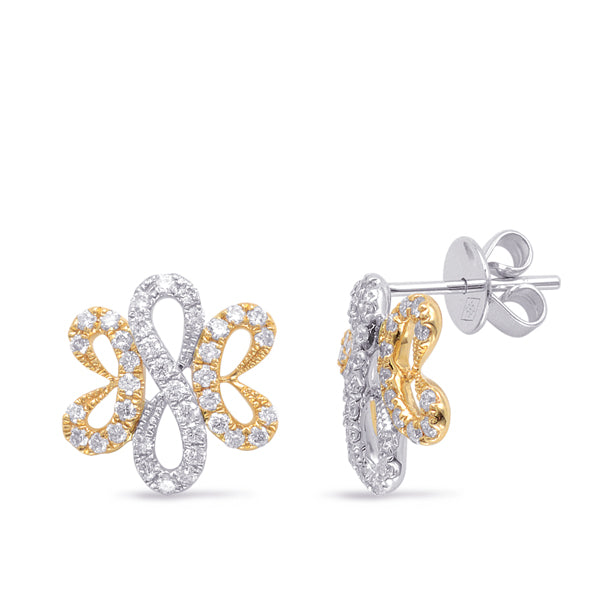 White & Yellow Gold Diamond Stud Earring - E7868YW