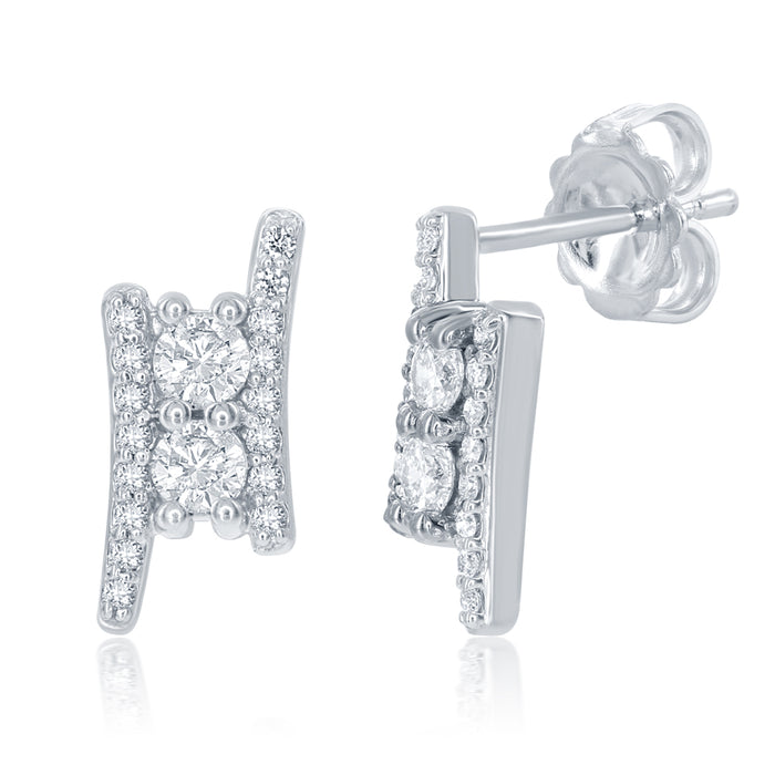 White Gold Two Stone Earring - E7904-10WG