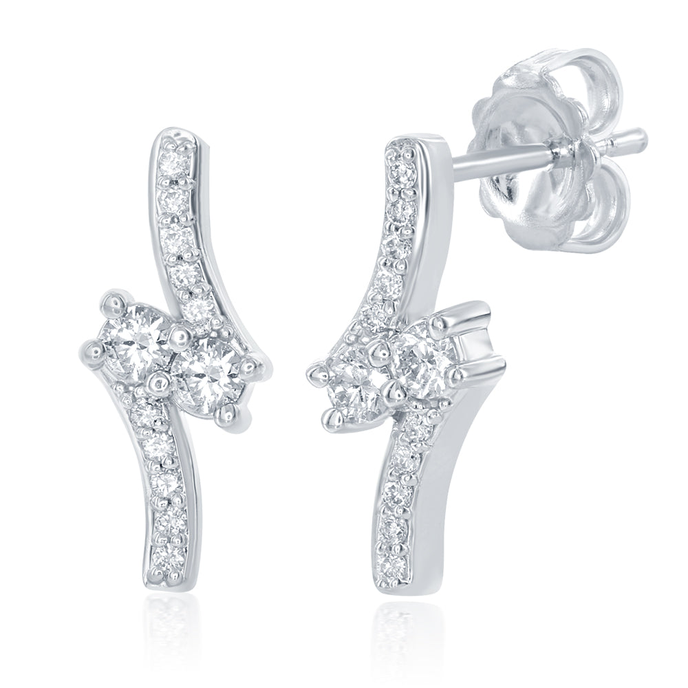 White Gold Two Stone Earring - E7905-10WG