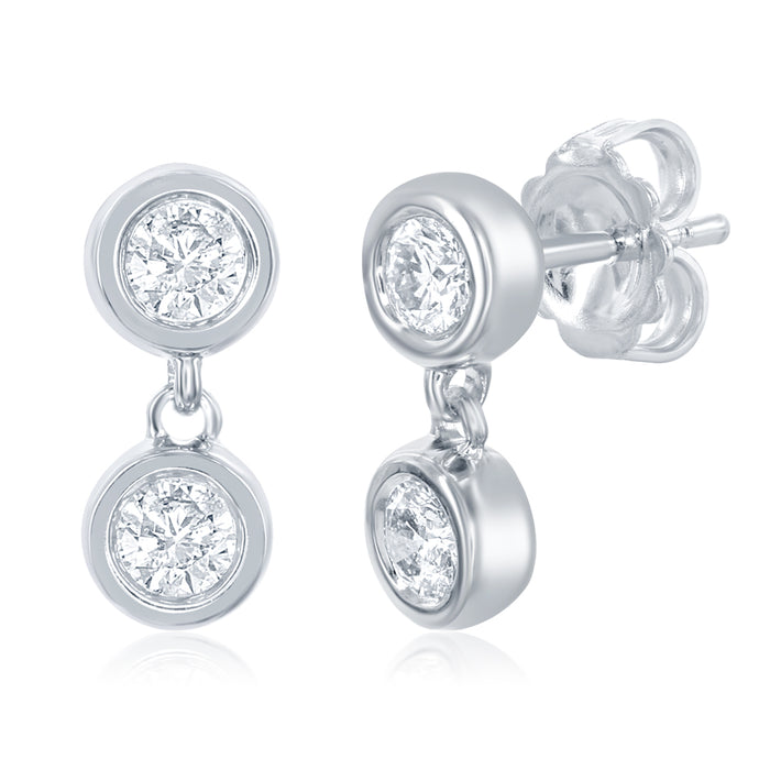 White Gold Two Stone Earring - E7906-10WG