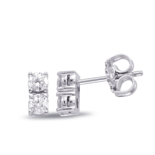 White Gold Two Stone Earring - E7907-15WG