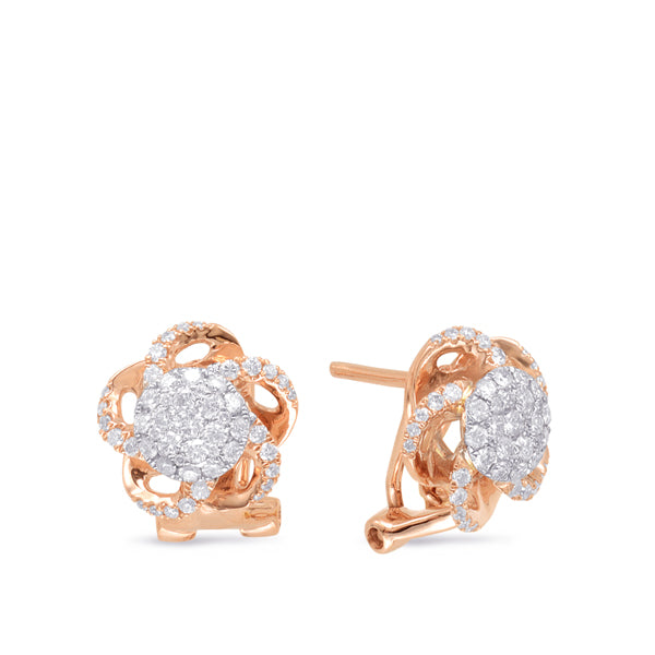 Rose & White Gold Diamond Stud Earring - E7914RW