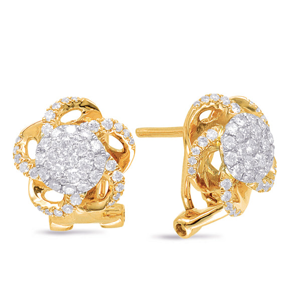 Yellow & White Gold Diamond Stud Earring - E7914YW